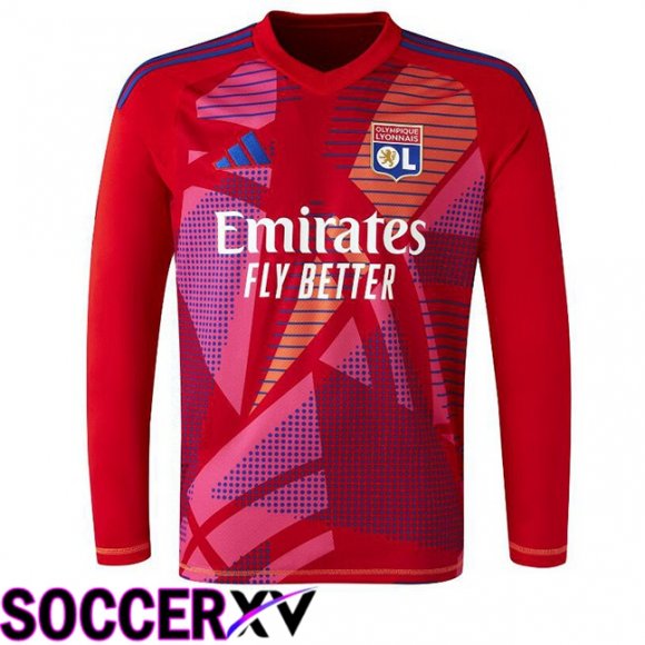 lyon OL Goalkeeper Soccer Jersey Long sleeve Red 2024/2025