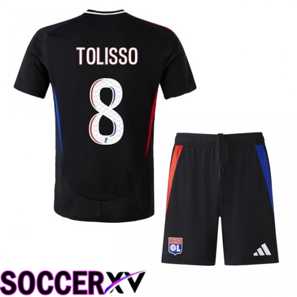 lyon OL (TOLISSO 8) Kids Away Soccer Jersey Black 2024/2025