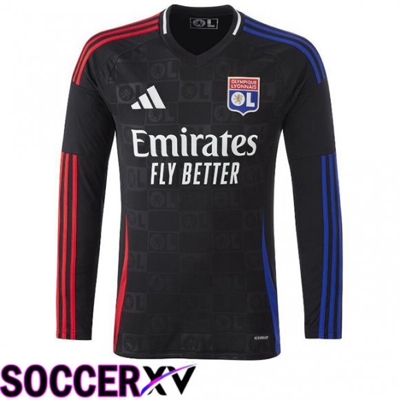 lyon OL Away Soccer Jersey Long sleeve Black 2024/2025