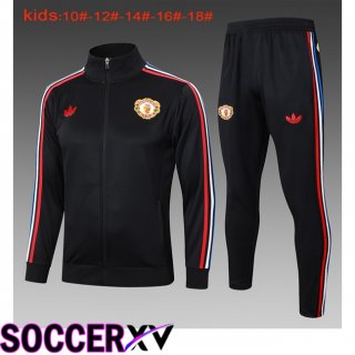 kit Training Jacket Suit Manchester United Kids Black 2024/2025