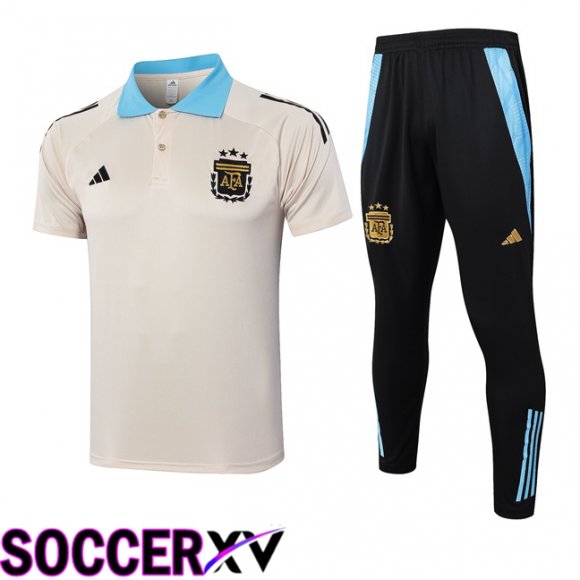 Argentina Soccer Polo + Training Pants Yellow 2024/2025