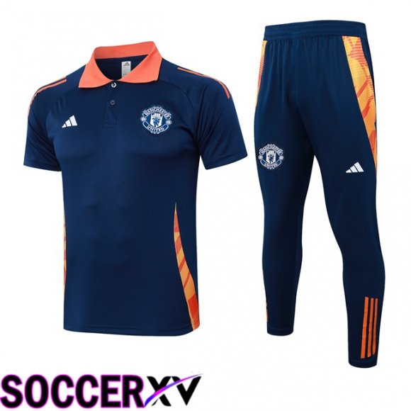 Manchester United Soccer Polo + Training Pants Blue Royal 2024/2025