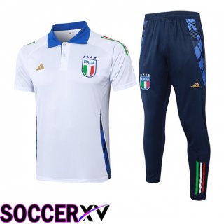 Italy Soccer Polo + Training Pants White 2024/2025