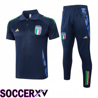 Italy Soccer Polo + Training Pants Blue Royal 2024/2025