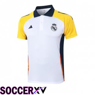 Real Madrid Soccer Polo White Yellow 2024/2025