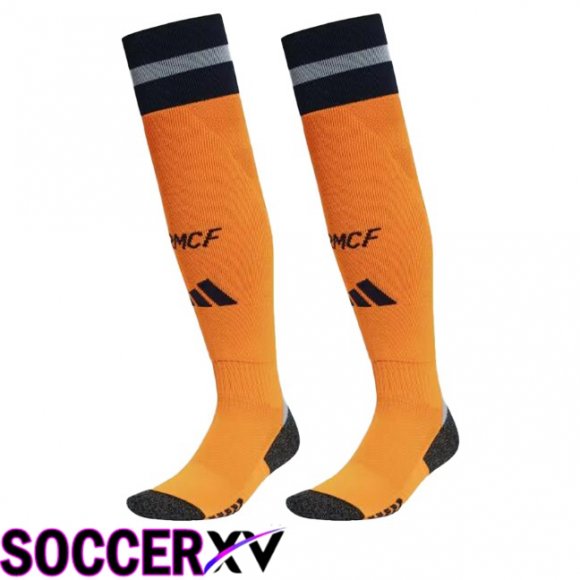 Real Madrid Away Soccer Socks Orange 2024/2025