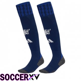 Manchester United Away Soccer Socks Blue 2024/2025