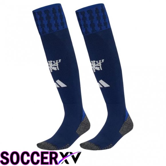 Manchester United Away Soccer Socks Blue 2024/2025