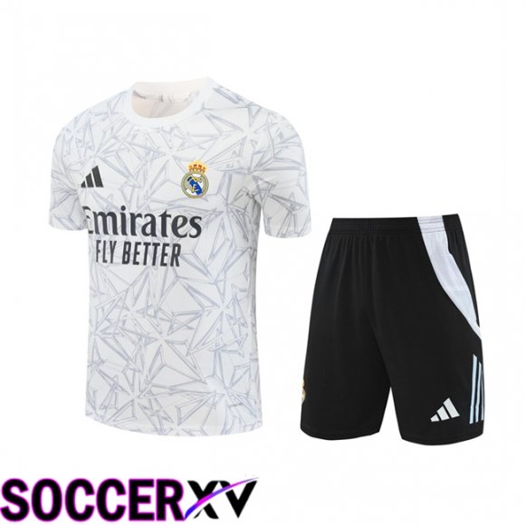 Real Madrid kit Training T Shirt + Shorts White 2024/2025