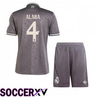 Real Madrid (Alaba 4) Kids Third Soccer Jersey Grey 2024/2025