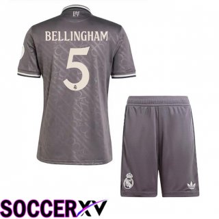 Real Madrid (Bellingham 5) Kids Third Soccer Jersey Grey 2024/2025