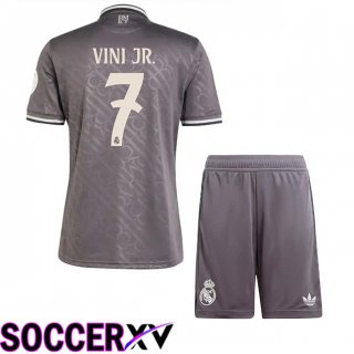 Real Madrid (Vini Jr. 7) Kids Third Soccer Jersey Grey 2024/2025