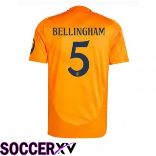 Real Madrid (Bellingham 5) Away Soccer Jersey Orange 2024/2025