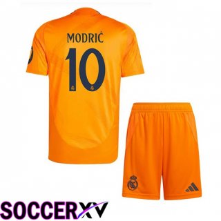 Real Madrid (Modrić 10) Kids Away Soccer Jersey Orange 2024/2025