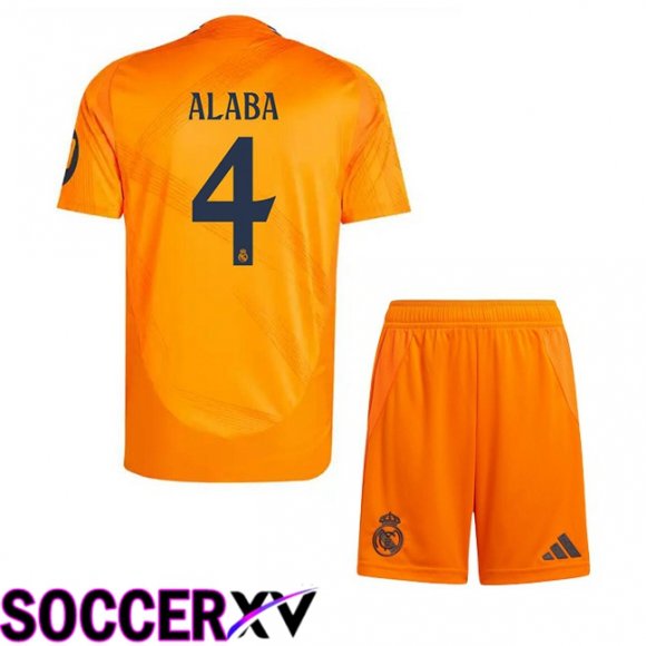 Real Madrid (Alaba 4) Kids Away Soccer Jersey Orange 2024/2025