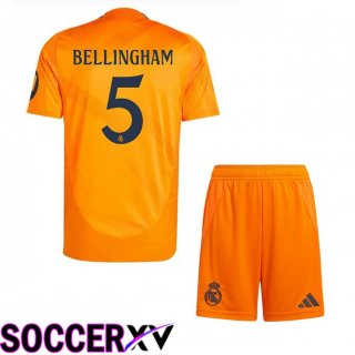 Real Madrid (Bellingham 5) Kids Away Soccer Jersey Orange 2024/2025