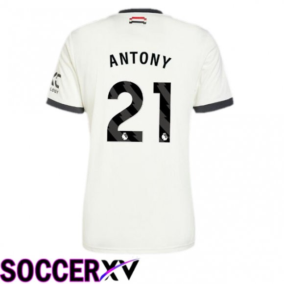 Manchester United (Antony 21) Third Soccer Jersey White 2024/2025