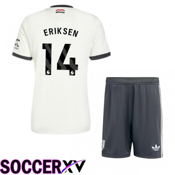 Manchester United (Eriksen 14) Kids Third Soccer Jersey White 2024/2025