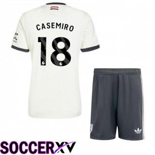 Manchester United (Casemiro 18) Kids Third Soccer Jersey White 2024/2025