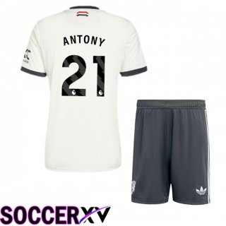 Manchester United (Antony 21) Kids Third Soccer Jersey White 2024/2025