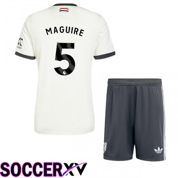 Manchester United (Maguire 5) Kids Third Soccer Jersey White 2024/2025