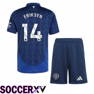 Manchester United (Eriksen 14) Kids Away Soccer Jersey Blue 2024/2025