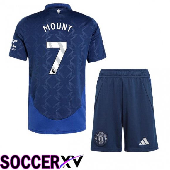 Manchester United (Mount 7) Kids Away Soccer Jersey Blue 2024/2025