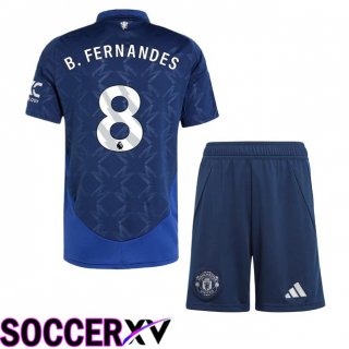 Manchester United (B.Fernandes 8) Kids Away Soccer Jersey Blue 2024/2025