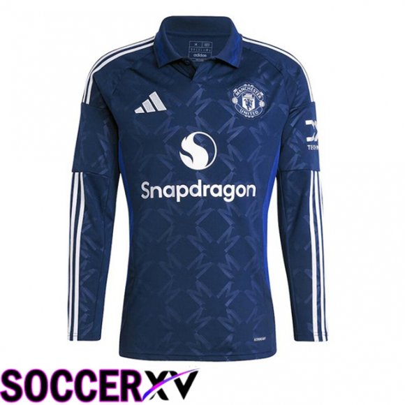 Manchester United Away Soccer Jersey Long sleeve Blue 2024/2025