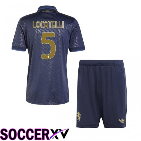 Juventus (LOCATELLI 5) Kids Third Soccer Jersey Blue Royal 2024/2025