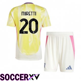 Juventus (MIRETTI 20) Kids Away Soccer Jersey Yellow 2024/2025