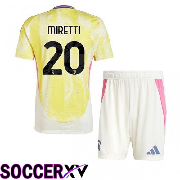 Juventus (MIRETTI 20) Kids Away Soccer Jersey Yellow 2024/2025