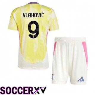 Juventus (VLAHOVIĆ 9) Kids Away Soccer Jersey Yellow 2024/2025