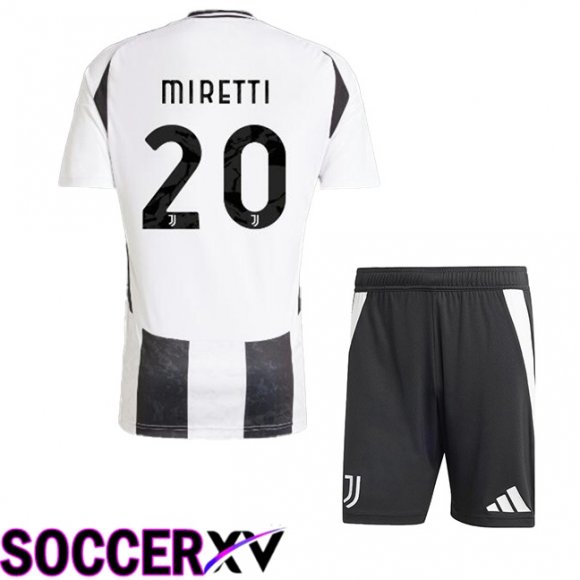 Juventus (MIRETTI 20) Kids Home Soccer Jersey Black White 2024/2025