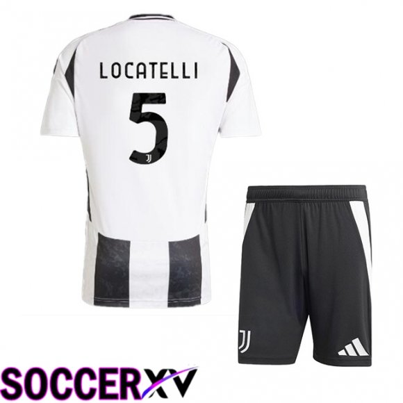 Juventus (LOCATELLI 5) Kids Home Soccer Jersey Black White 2024/2025