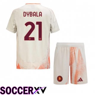 AS Rome (DYBALA 21) Kids Away Soccer Jersey White 2024/2025