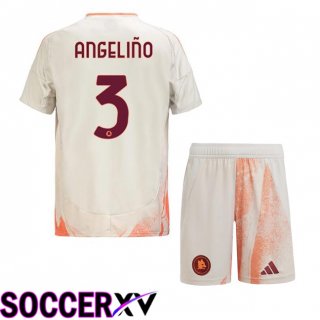 AS Rome (ANGELIÑO 3) Kids Away Soccer Jersey White 2024/2025