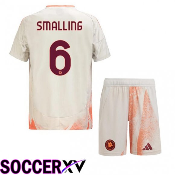 AS Rome (SMALLING 6) Kids Away Soccer Jersey White 2024/2025