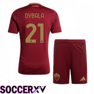 AS Rome (DYBALA 21) Kids Home Soccer Jersey Red 2024/2025