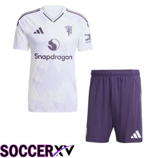 Manchester United Kids Away Soccer Jersey White 2025/2026