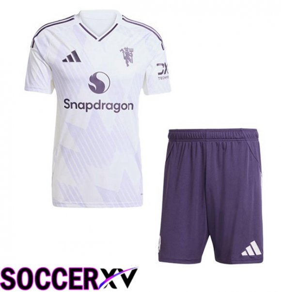 Manchester United Kids Away Soccer Jersey White 2025/2026