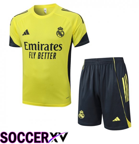 Real Madrid kit Training T Shirt + Shorts Yellow 2025/2026