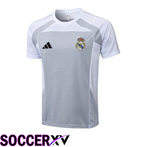 Real Madrid Training T Shirt White Grey 2025/2026