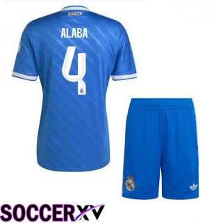 Real Madrid (Alaba 4) Kids Third Soccer Jersey Blue 2025/2026