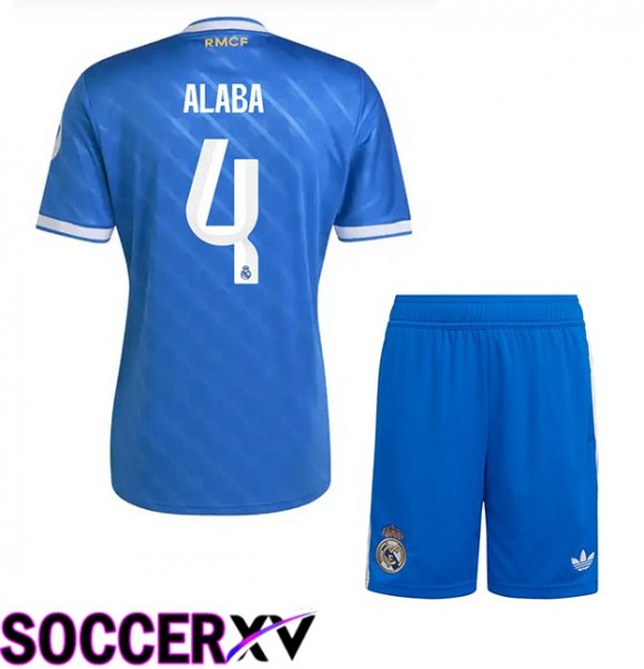 Real Madrid (Alaba 4) Kids Third Soccer Jersey Blue 2025/2026
