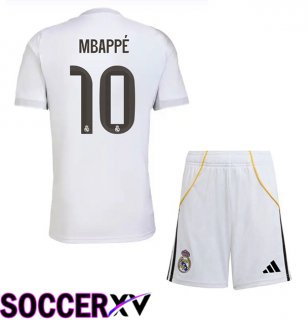 Real Madrid (Mbappé 10) Kids Home Soccer Jersey White 2025/2026