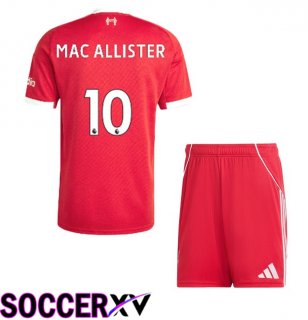 FC Liverpool (MAC ALLISTER 10) Kids Home Soccer Jersey Red 2025/2026