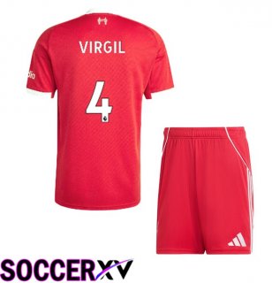 FC Liverpool (VIRGIL 4) Kids Home Soccer Jersey Red 2025/2026