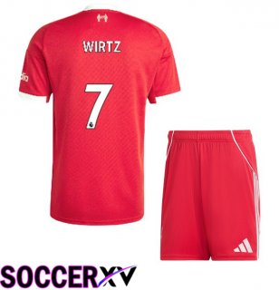 FC Liverpool (WIRTZ 7) Kids Home Soccer Jersey Red 2025/2026