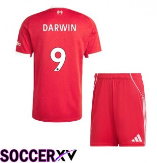 FC Liverpool (DARWIN 9) Kids Home Soccer Jersey Red 2025/2026